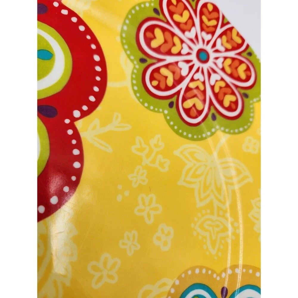 Pier 1 Sunny Floral melamine dinner Plates Set 4 Yellow bright colors flowers‎